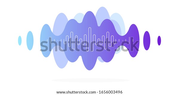 Vibrations, audio\
message, blue cloud with a white thin frequency line. Modern\
minimalistic illustration, vector\
file.