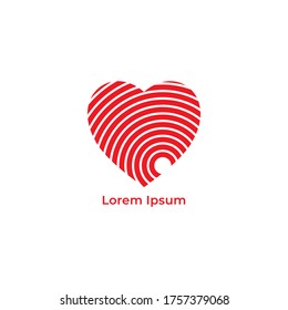 Vibrations from the bottom of the heart vector illustration. Love icon with signal wave design concept. Pictogram logo design template isolated on white background