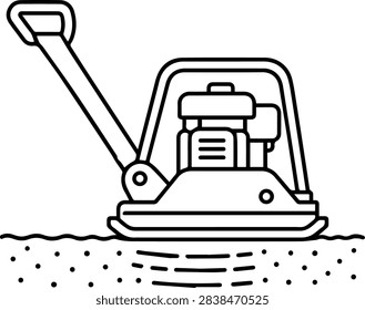 Vibratory Plate Compactor Linear Icon, editable vector icon.