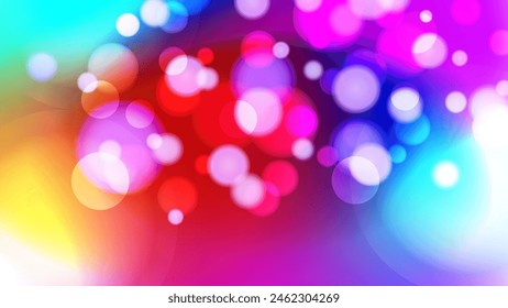 Vibrent bokeh lights. Blurred circle shapes. Abstract light effect. Vector illustration.	