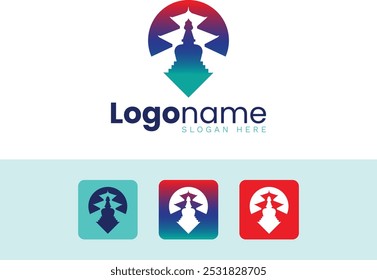 Vibrent Brand Logo Nepal temple designs concept vector, illustration buddha, temple logo designs concept