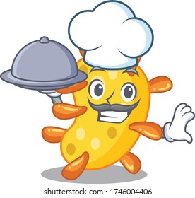 Vibrio chef cartoon character serving food on tray
