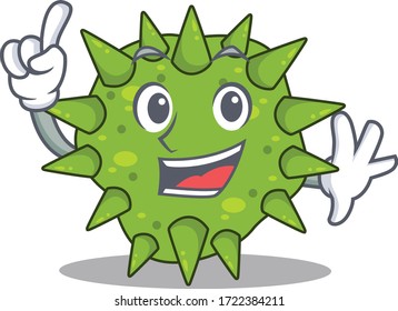 Vibrio cholerae mascot character design with one finger gesture