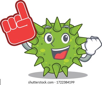 Vibrio cholerae presented in cartoon character design with Foam finger
