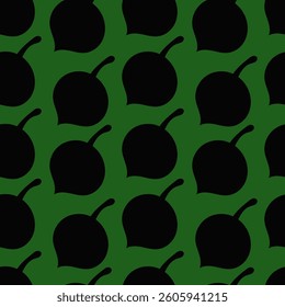 Viburnum berries pattern, black silhouettes. Vintage nature illustration. vector