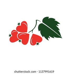 viburnum, red berry, green berry, sign, logo, heart, love
