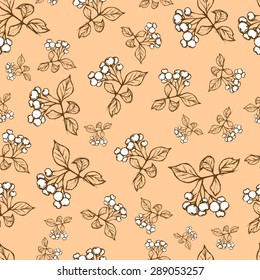 viburnum rowan autumn flowers vector seamless pattern