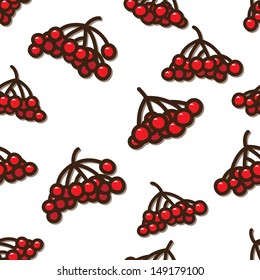 viburnum. Vector Seamless pattern with red berries of viburnum