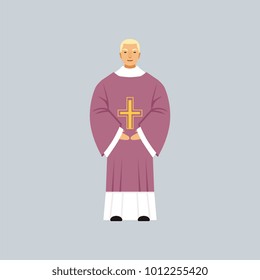 Vicar, Catholic representative of religious confession vector Illustration