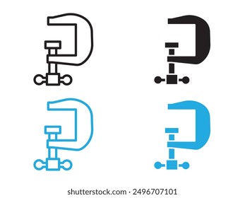 Vice clamp icon black and white vector outline sign