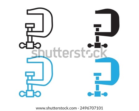 Vice clamp icon black and white vector outline sign