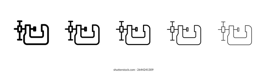 Vice clamp icon thin outline logo mark set