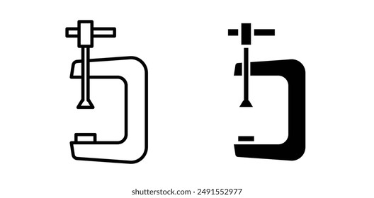 vice clamp vector icon set in black color.