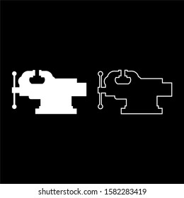 Vice Jaw vise Repair clamp tool icon outline set white color vector illustration flat style image