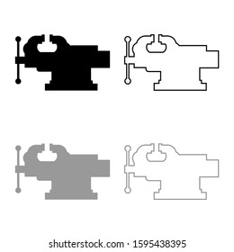 Vice Jaw vise Repair clamp tool icon outline set black grey color vector illustration flat style image