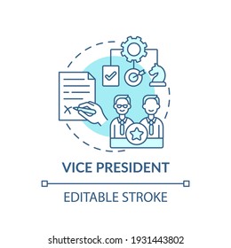 Vice president concept icon. Company top management jobs. Executive who reports to president. Workplace idea thin line illustration. Vector isolated outline RGB color drawing. Editable stroke