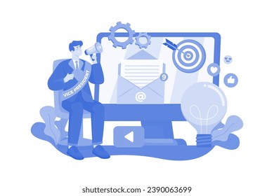 Vice President Of Marketing Illustration concept on white background