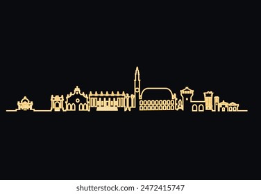 Vicenza Italy neon light skyline vector illustration