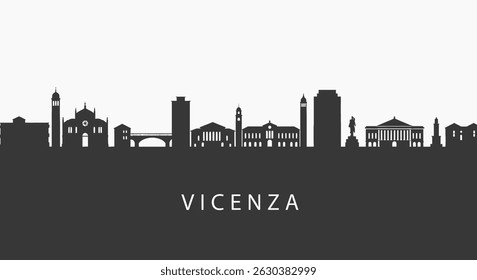 Vicenza Skyline with Italy Cityscape Silhouette.