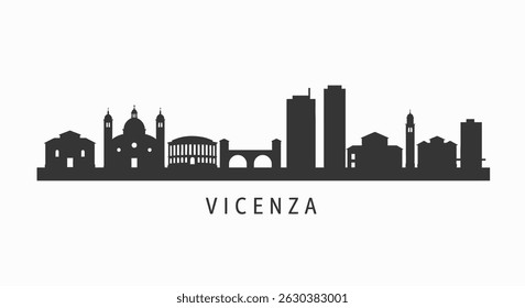 Vicenza skyline silhouette with Italy.