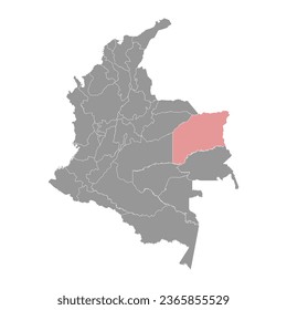 Vichada department map, administrative division of Colombia.