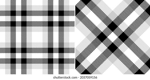Vichy check plaid pattern in black, grey, white for spring, summer, autumn, winter. Seamless herringbone gingham tartan for scarf, dress, flannel shirt, skirt, other modern fashion textile design.