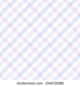 Vichy pattern check in pastel blue, pink, off white. Spring summer textured gingham graphic vector background for tablecloth, picnic blanket, oilcloth, other modern fashion fabric or paper print.