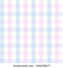Vichy pattern check vector in pastel blue, pink, off white. Spring, summer, autumn textured gingham graphic for tablecloth, picnic blanket, oilcloth, other modern fashion fabric or paper print.