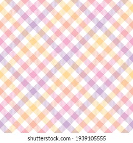 Vichy Pattern In Gradient Purple, Pink, Orange, Yellow, White. Gingham Seamless Background Striped Graphic For Tablecloth, Oilcloth, Picnic Blanket, Other Modern Spring Summer Fashion Fabric Design.