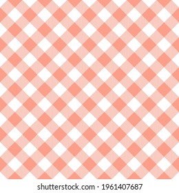 Vichy pattern spring summer in coral pink and white. Seamless gingham check background for oilcloth, tablecloth, picnic blanket, scrapbook, other modern everyday fashion paper or fabric design.
