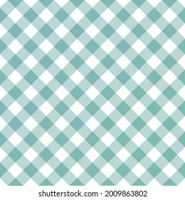 Vichy pattern vector in turquoise green blue and white. Seamless light gingham checkered graphic for spring summer flannel shirt, picnic blanket, tablecloth, other modern fashion fabric print.