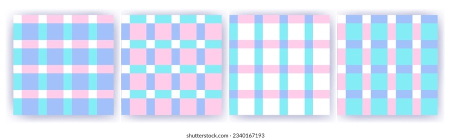 Patrón de Vichy sin fisuras en colores pastel para muñecas rosas. Diseño de Gingham Cumpleaños, Fiesta de Pascua decorativa textil. Patrones de plaquetas de verificación vectorial para tela - manta de picnic, mantel, vestido