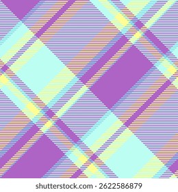 Vichy tartan fabric background, oriental seamless pattern check. Teenage plaid vector textile texture in purple and light colors palette.