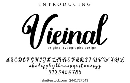 Fuente Vicinal Pincel elegante pintado en mayúsculas letras vectoriales, alfabeto, tipo de letra