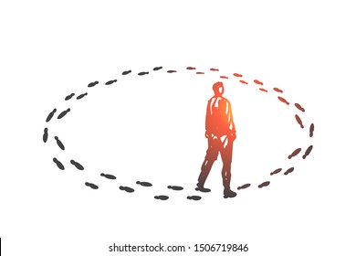 Vicious circle, monotony concept sketch. Hand drawn isolated vector