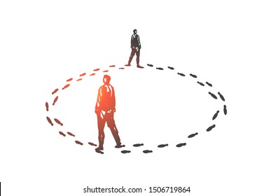 Vicious circle, routine concept sketch. Hand drawn isolated vector