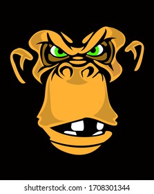 Vicious Monkey Head Cartoon Vector