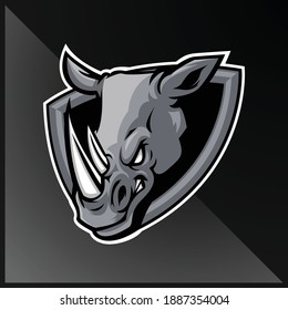 Vicious Rhino head whit shield mascot graphic