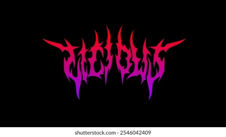 Vicious vector typography metal lettering style symmetrical sharp, with gradients color for metal logo, t-shirt print, sticker, poster and more. Eps