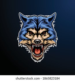 Vicious ware wolf head illustration mascot