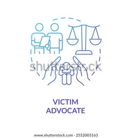 Victim advocate blue gradient concept icon. Professional attorney support. Career in advocacy abstract idea thin line illustration. Isolated outline drawing