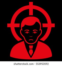Victim Businessman vector icon. Flat red symbol. Pictogram is isolated on a black background. Designed for web and software interfaces.