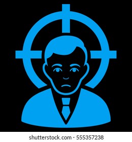 Victim Businessman vector icon. Flat blue symbol. Pictogram is isolated on a black background. Designed for web and software interfaces.