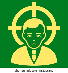 Victim Businessman vector icon. Flat yellow symbol. Pictogram is isolated on a green background. Designed for web and software interfaces.