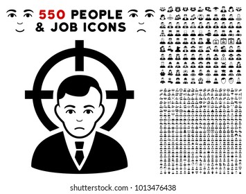 Victim icon with 550 bonus pity and happy user pictures. Vector illustration style is flat black iconic symbols.