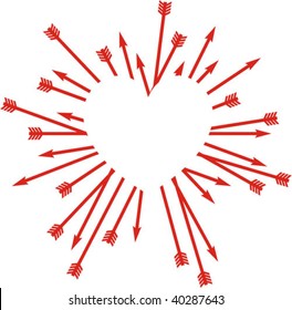 Victim of love (heart and arrows). Vector illustration.