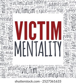 Victim Mentality word cloud conceptual design isolated on white background.
