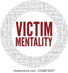 Victim Mentality word cloud conceptual design isolated on white background.