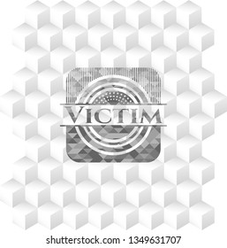 Victim realistic grey emblem with cube white background