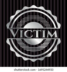 Victim silver emblem. Vector Illustration. Mosaic.